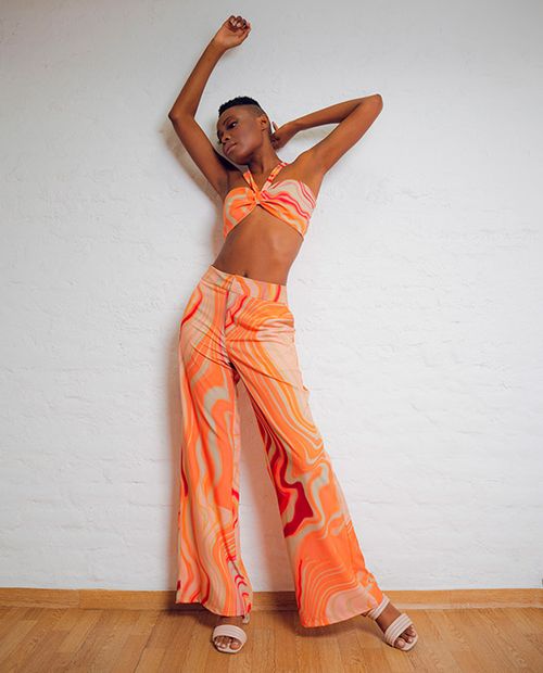 Pantalon Naranja Silueta Ancha