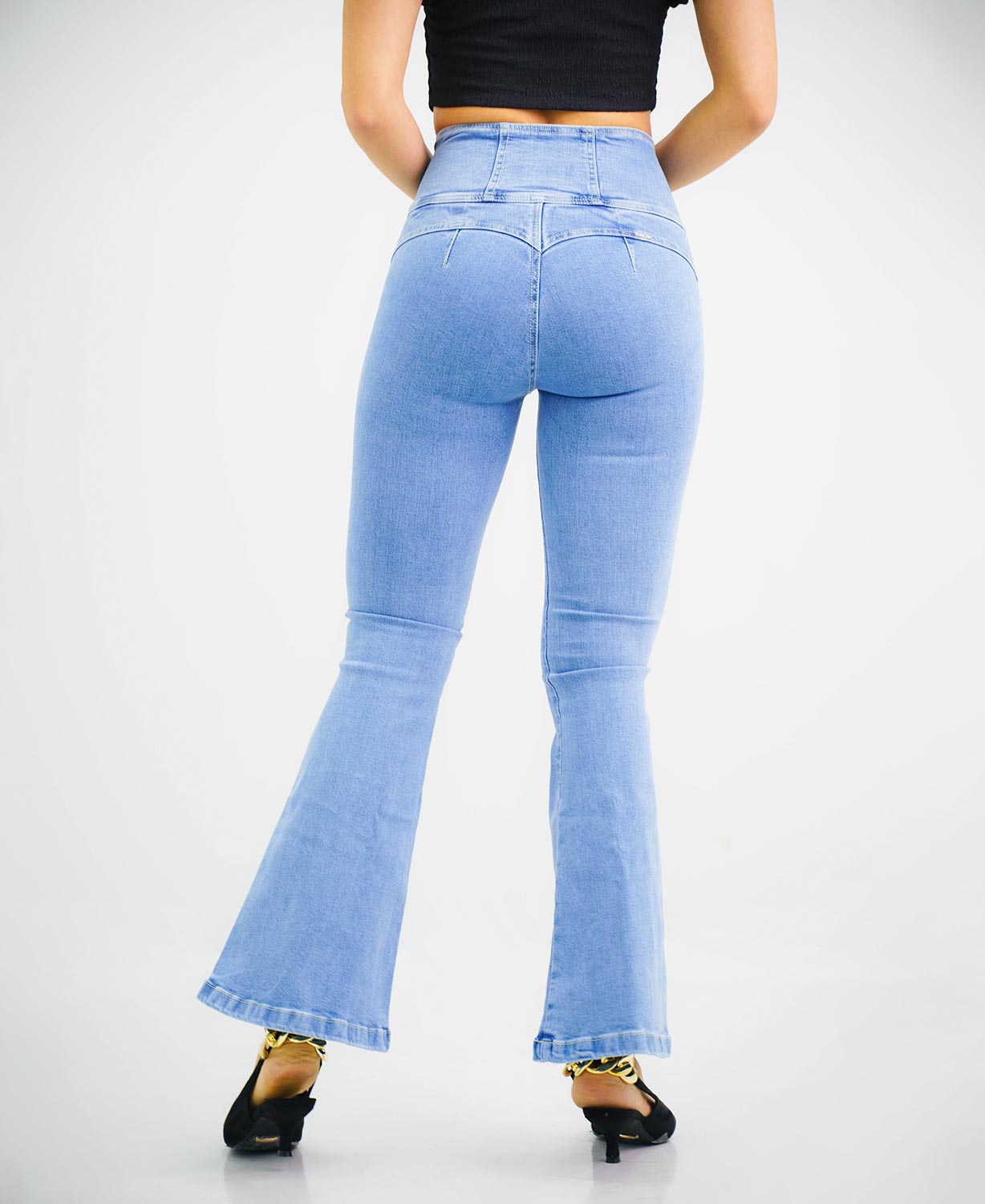 FASCINATE Jeans Mujer Levanta Cola Azul Claro Lisos Fascinate