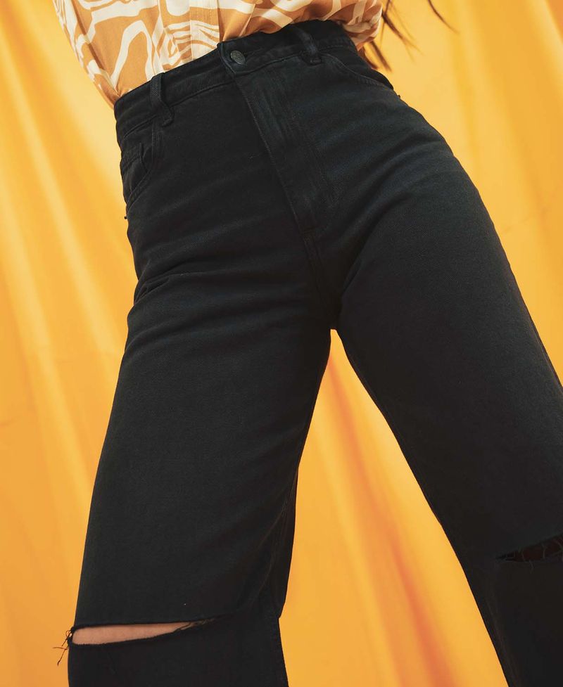 Pantalón Jean mujer negro kaev tiro alto Sexy