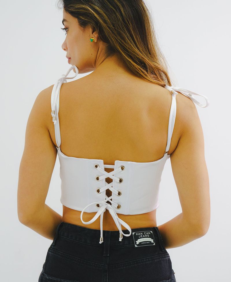 Blusa tipo corset con tiras anudadas