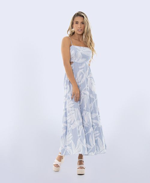 Vestido azul claro estampado