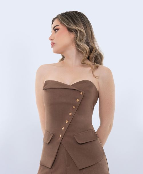 Blusa Strapless Café