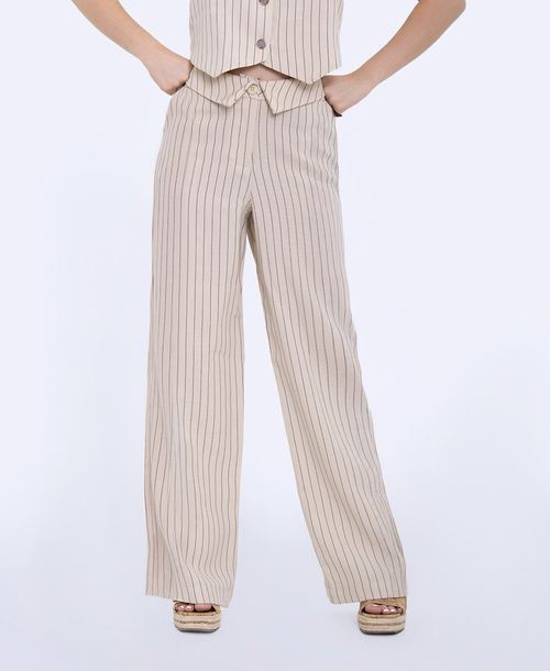 Pantalon Beige con pretina doblado