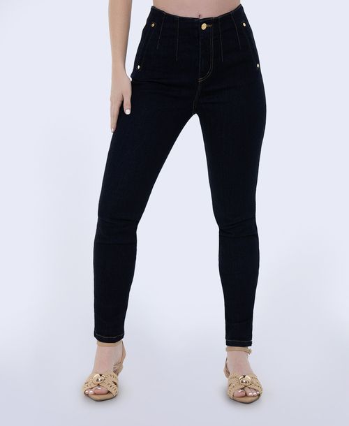 Jean Skinny tiro alto oscuro