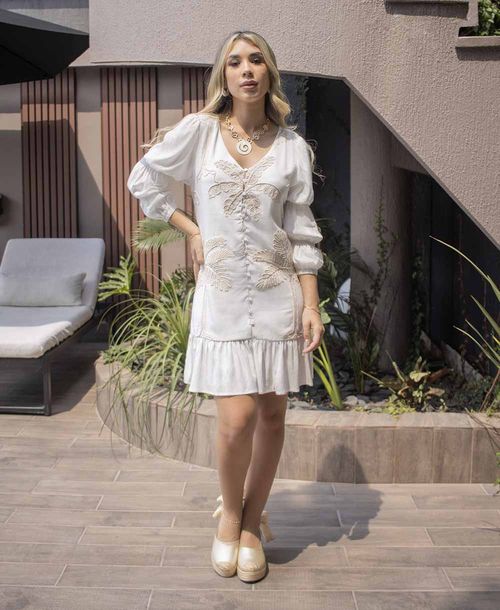 vestido corto natural con bolero